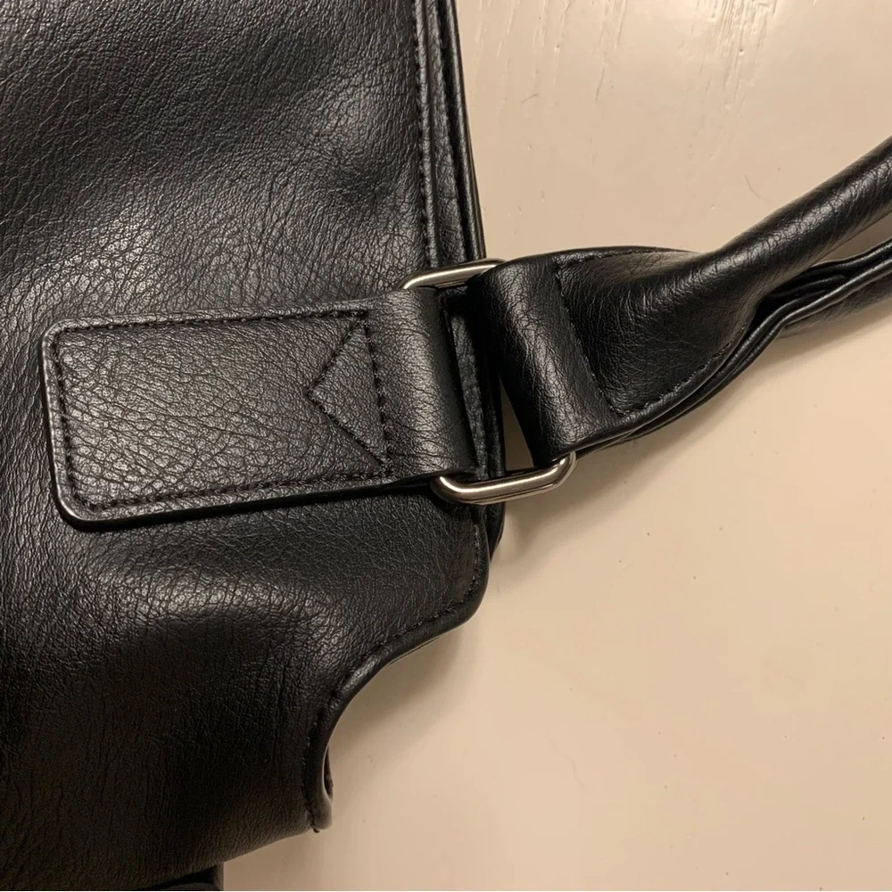 Black Vegan Leather Tote with Gunmetal Hardware. EUC - Picture 14 of 15